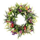 Türkränze, Frühling Sommer Ganzjahres-Kranz, künstliche Blumen, grüne Blätter, Kränze für Haustür, Außenbereich, Fenster, Wand, Garten, Hochzeit, Festival, Party, Heimdekoration