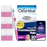 Clearblue Kinderwunsch Ovulationstest Kit Digital, 30 Tests + 1 digitale Testhalterung, Fruchtbarkeitstest für Frauen / Eisprung, nachweislich schneller schwanger werden