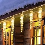 Sonnewelt Eiszapfen lichterkette außen 5m 40 leds lichterketten aussen mit Stecker fairy lights innen für Party Garten Weihnachten Hochzeit Beleuchtung Deko Warmweiß