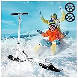 2-in-1 Faltbar Kinderroller ab 3 Jahre 150 kg Tragkraft Mit Zwei Rädern, Verstellbarem Lenker, Sanfte Fahrt Skischlitten für 3-15 Jahre Alte Jungen und Mädchen Ideale Outdoor-Sportarten