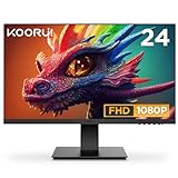 KOORUI 24 Zoll Monitor Full-HD, 75 Hz, 5ms, Eye Comfort, sRGB 99% Farbumfangs,(1920 x 1080, HDMI, VGA, Neigbar, VESA 75x75) Schwarz