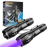 MOWETOO LED UV Taschenlampe, UV Lampe 2 in 1, 395nm Schwarzlichtlampe, Schwarzlicht Taschenlampe mit 4 Lichtmodi, 40W, Detektor für Unechte Banknoten, Urin von Haustiere, 2 Stück