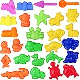 NUOBESTY Sandformspielwaren pädagogisches Spielsandformen Sandformen stellten Strandsandspielwaren Mit Burgen- Und Tierformen, Schaufeln Und Werkzeugen Outdoor strandspielzeug kinder 27pcs