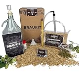 Braukit - Dunkles Bierbrauset mit 5L Gärflasche | Malzmischung, Hopfen, Hefe, Thermometer, Reiniger, Abfüller | Einfache Handhabung, Perfekt für Einsteiger | Geschenk für Männer