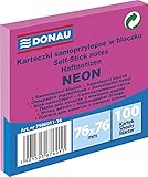 DONAU 7586011-16 Notes Würfel Haftnotizen Neon-Rosa Selbstklebende Haftnotizzettel Sticky Notes 76X76mm, 1x100 Blatt, Notizblock klebend für Büro Schule