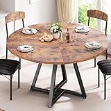 Jocoevol Runder Esstisch für 2–4 Personen, Küchentisch mit stabilem Metallgestell, platzsparender Esszimmertisch im Industrial Design (Vintage Braun, 107x107x76cm)