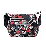 Damentasche Nylon bedruckte One-Shoulder-Umhängetasche Lässige Muttertasche Große Kapazität Wasserdichte Damen-Umhängetasche Segeltuchtasche Handy Umhängetaschen (E, One Size)