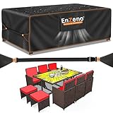 Enzeno Gartenmöbel Abdeckung Wasserdicht, Winterfest Abdeckplane Gartenmöbel, Oxford Gewebe Schutzhülle Tisch, Gartentisch Abdeckung Sitzgruppe, Gartentisch Plane 170x94x74cm