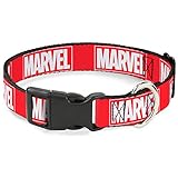 Hundehalsband, Kunststoff, mit Clip, Marvel-Logo, Rot/Weiß, 33 bis 45,7 cm breit