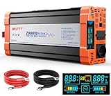 Wechselrichter Spannungswandler 12V auf 230V Reiner Sinus Wechselrichter 2000W Inverter mit EU Steckdosen,USB Ausgang und LCD-Anzeige Spitzenleistung 4000W für Kfz LKW Camping Notfall Haushaltsgeräten