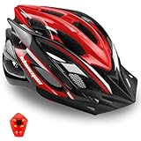 Shinmax Fahrradhelm für Herren und Damen, mit Sicherheitslampe, CE-Zertifiziert, Mountainbike-und Trekking-Helm mit Visier für Erwachsene, Radhelm für Straße, Ski, Snowboard, verstellbar, Größe 57-62