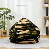 Highdi Sitzsack für Kinder Erwachsene Indoor Outdoor Sitzkissen Weicher Camouflage Sofabettbezug Ohne Füllung Gartenkissen Bodenkissen für Wohnzimmer Gaming (Grün,70x80cm)