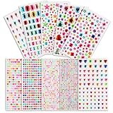 3500 Stück Glitzersteine selbstklebend, Bunte Strasssteine selbstklebend, Glitzersteine Gesichter in verschiedenen Formen, Glitzer Sticker für Basteln, Kinderhandwerke, Dekoration und DIY-Projekte.