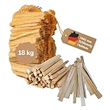 Landree Premium Anfeuerholz und Anzündholz, 18 kg (6 Netze a 3 kg), Nadelholz, trockenes und sofort einsetzbares Brennholz für Kamin, Ofen, Feuerschale, Lagerfeuer, Qualität aus Schleswig Holstein