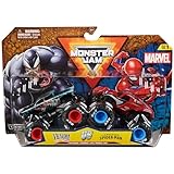 Monster Jam - Zweier-Pack Original Monster Trucks im Marvel Superhelden-Design, Venom vs. Spider-Man, Maßstab 1:64, ab 3 Jahren