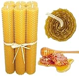 Honigkerzen | Pack 6 natürliche Bienenwachskerzen [ Advents - Weihnachten ] | Große Größe - 2 x 20 cm