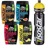 Isostar Hydrate & Perform Iso Drink – Elektrolyt Pulver – Orange + Zitrone + Cranberry + Grapefruit (4x400g)+Trinkflasche 1L