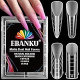 EBANKU 96 PCS Klare Matte Dual Nail System Form Mould Acryl Sarg Nagel Erweiterung Tipps Nail Art Maniküre Werkzeuge 12 Größen mit Skala(4 Stile)