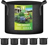 iPower 15L 5er-Pack Grow Bags Stoff Belüftungstöpfe Behälter mit Riemengriffen für Kindergarten und Pflanzen (schwarz)