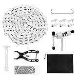 Fahrradkette Werkzeug, Fahrradketten Set mit 6/7/8 Fach Fahrrad Kette 1/2 x 3/32 Inch 116 Glieder, Aufbewahrungstasche, Kettenbrecher und Kettenprüfer für Rennräder, BMX Mountainbikes(Silber)