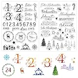 BOOMTOP 2 Bögen Silikon Stempel Advent Zahlen Klare Stempel Adventskalender Adventszauber Stempelset Weihnachten Advent Clear Stamps Deutsch Sprüche für Kartenherstellung DIY Geschenk Scrapbooking