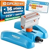 Robuster GRÜNTEK Oszillationssprinkler mit Turbo-Motor – Viereckregner mit 16-Düsen Bewässerungssystem, bruchfester ABS-Kunststoff, für gleichmäßige Beregnung großer Flächen