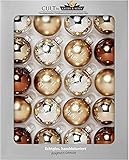 Krebs & Sohn 20er Set Glas Christbaumkugeln-Weihnachtsbaum Deko zum Aufhängen-Weihnachtskugeln 5,7 cm, Braun/Silber/Gold, (5,7cm Ø Durchmesser)