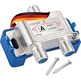 SCHWAIGER Sat Verteiler 2fach Antennenkabel Koaxialkabel Antenne Breitbandkabel Koaxial Splitter TV 5 dB Verteildämpfung HDTV DVB-S2 F-Stecker Anschluss mit Abstandshalter