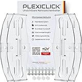 PLEXICLICK® Kennzeichenhalter 4X - TÜV Zertifiziert - Kennzeichenhalter Rahmenlos Transparent - Nummernschildhalterung Auto - Kennzeichenhalterung - Nummernschildhalter - Kfz Kennzeichen Halterung