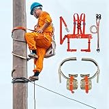 Steigeisen Kletterspikes für Elektrikermasten mit Ganzkörpergurt, Steigsporne für Elektriker-Kletterschuhe aus Stahl, Verstellbare Kletterschuhe für Glatte Masten(250 Model)