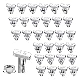 30 Stück Hammerkopfschrauben Set, M10 x 25mm Hammerkopfschraube mit Sperrzahnmuttern Edelstahl A2-70 Flanschmuttern T Schrauben M10 für T Nut Schiene Gewächshaus Profilschienen