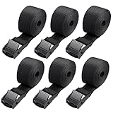 Hejo 6 Stück Spanngurte kurz, Spanngurt 1m, Verstellbare Zurrgurte mit klemmschloss, für Motorrad, Gepäckpakete, Camping (Schwarz)
