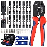 Solar Crimpzange Set 15 Paar Solarstecker Männlich/Weiblich 1 Stk Crimper Crimpwerkzeug 2 Stk Schraubenschlüssel für 2.5/4/6mm² Solarpanel PV Kabel Solaranlage Photovoltaik