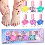 ETYJO Kindernagellack Ungiftig Set 6 Farben Nagellack Mädchen Peel Off Kinder Nagellack, Wasserbasiert Schnelltrocknend Nagellack Set Kinder Mädchen Geschenk Kit