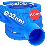 6,6 Meter Kalitec Poolschlauch 32mm, blau I Schlauch für Poolpumpe 32 mm I Schlauch Pool I flexibler Wasserschlauch I Pumpenschlauch I Made in Germany I Formstabil I Trittfest