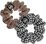 Invisibobble Duo Scrunchie Set, Stoff Haargummi Schwarz Weiß Muster, Stoff Zopfgummi Goldglitzer für Mädchen & Damen, Limited Collection, 2 Stück