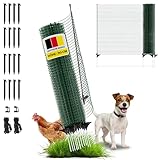 horizont Begrenzungszaun FIX, mobiler Zaun 20 m lang & 90 cm hoch, engmaschig, 12 Pfähle, Beetschutz, Gartennetz, Campingzaun, Hundezaun, Absperrzaun, Steckzaun