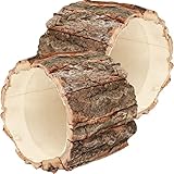 Cabilock 2 Stücke Holz Rustikaler Blumentopf Baumstamm Holzoptik Kleiner Übertopf Kerzenhalter Mini Pflanztopf Hydrokultur Kaktus Sukkulenten Topf Schale Pflanzgefäß Garten Deko