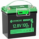 HYSINCERE 12V 100Ah LiFePO4 MINI Lithium Batterie mit LED, 100A Intelligente BMS & Max.15000 Zyklen, 12 Volt Deep Cycle Akku 1280Wh Wiederaufladbare für Wohnmobil, Camping, Solar Home Systeme, Boote