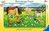 Ravensburger Kinderpuzzle - 06046 Bauernhoftiere auf der Wiese - Rahmenpuzzle für Kinder ab 3 Jahren, mit 15 Teilen