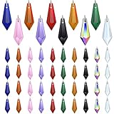 H&D HYALINE & DORA 50 Stück Kristall Eiszapfen Sonnenfänger Anhänger Kronleuchter Prismen Tropfen Lampe Kerzenhalter Vorhang DIY Teile,38mm