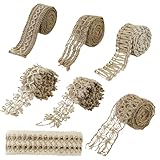 Juteband,7 Rolle Vintage NatüRliche Sackleinen Hessische Band,Dekoband Jute,Jute Wickelstreifen,Geschenkband Jute,FüR Handwerk Diy,Scrapbooking, Hochzeit, Hausdeko,Weihnachten