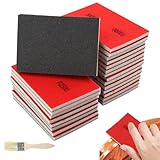 24 Stück Schleifschwamm, Handschleifblöcke, 180-3000 Körnung Nass-Trocken-Schleifpapier, Schleifpad Set mit Bürste, Flexibles Schleifblock, für Trockenbau Holz Metall Modell