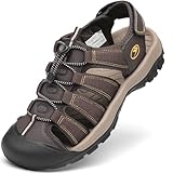 FLARUT Sandalen Herren Sommer Outdoorsandalen Trekkingsandalen Sportsandalen Geschlossene Zehe Wanderschuhe Strand Wandersandale Laufschuhe Lässige(Braun,43)