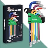 FitEasy® 9-teiliges Torx-Schlüssel-Set, Stern-Sechskantschlüssel-Set, Torx-Inbusschlüssel-Set mit farbcodierten Größen T10-T50, Inbusschlüssel-Set für den professionellen Gebrauch, Möbelmontage,