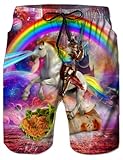 Fanient Badehose für Herren Lustig Regenbogenritter Drucken Badeshorts Men Strand Surf Board Shorts Herren Sporthose kurz M