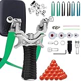NWIWI Steinschleuder Profi Für Jagd,Zwille Der Bügelkopf ist um 360° drehbar,Sport Outdoor Slingshot Set mit 6 Gummiband 300 Tonkugeln und Schleuder-Aufbewahrungstasche und 2, 4, 6 und 8 cm Ziele