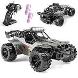 tech rc Ferngesteuertes Auto 20km/h, 1:20 RC Auto Metallgehäuse mit Scheinwerfer, 2 Akku für 50 Min, 2.4Ghz Off Road Truck, RC Car Spielzeug Geschenk