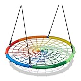 Relaxdays Nestschaukel, Kinder & Erwachsene, bis 150 kg belastbar, höhenverstellbar, 100 cm D, Gartenschaukel, bunt