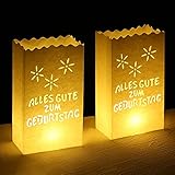ecooe 10 STK. Lichttüten Alles Gute zum Geburtstag Candle Bags für Birthday Party Lichtertüten für Teelichter Kerzen Kerzentüten weiße - Tischdeko Geburtstag